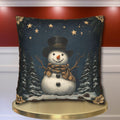 William Morris Inspired Winter Snowman Pillowcase: Festive Christmas Throw Pillow Cover for Holiday Decor