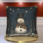 William Morris Inspired Winter Snowman Pillowcase: Festive Christmas Throw Pillow Cover for Holiday Decor