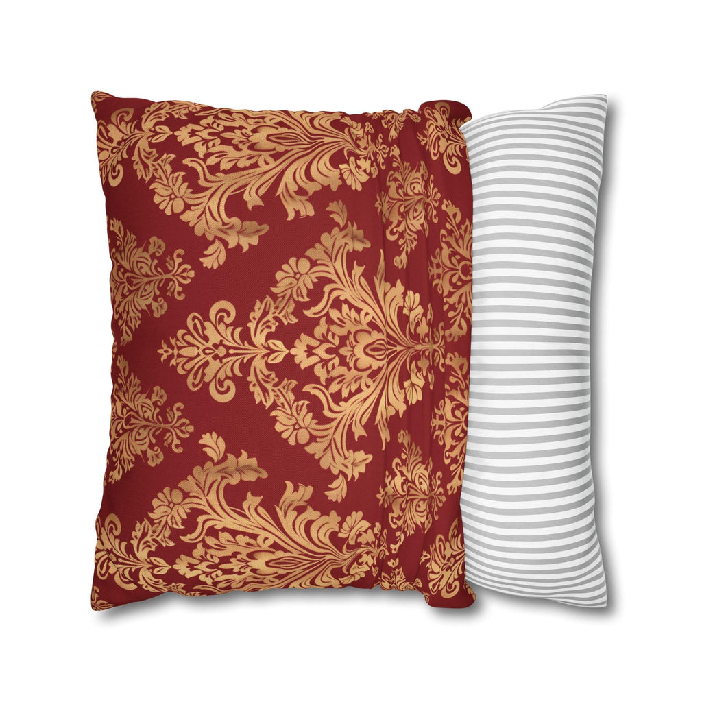 Luxurious Damask Pillow Cover | Gold  Motif on Red | Elegant Home Decor