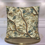 Elegant William Morris Inspired Botanical Pillow Cover - Floral Cushion in Green, Gold, and Beige