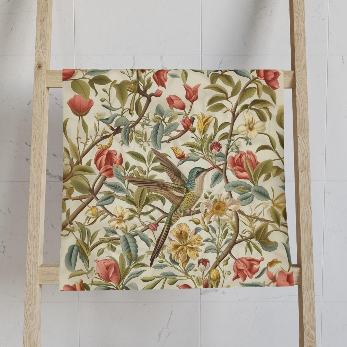 William Morris Hummingbird Floral Hand Towel: Vintage Style Botanical Accent