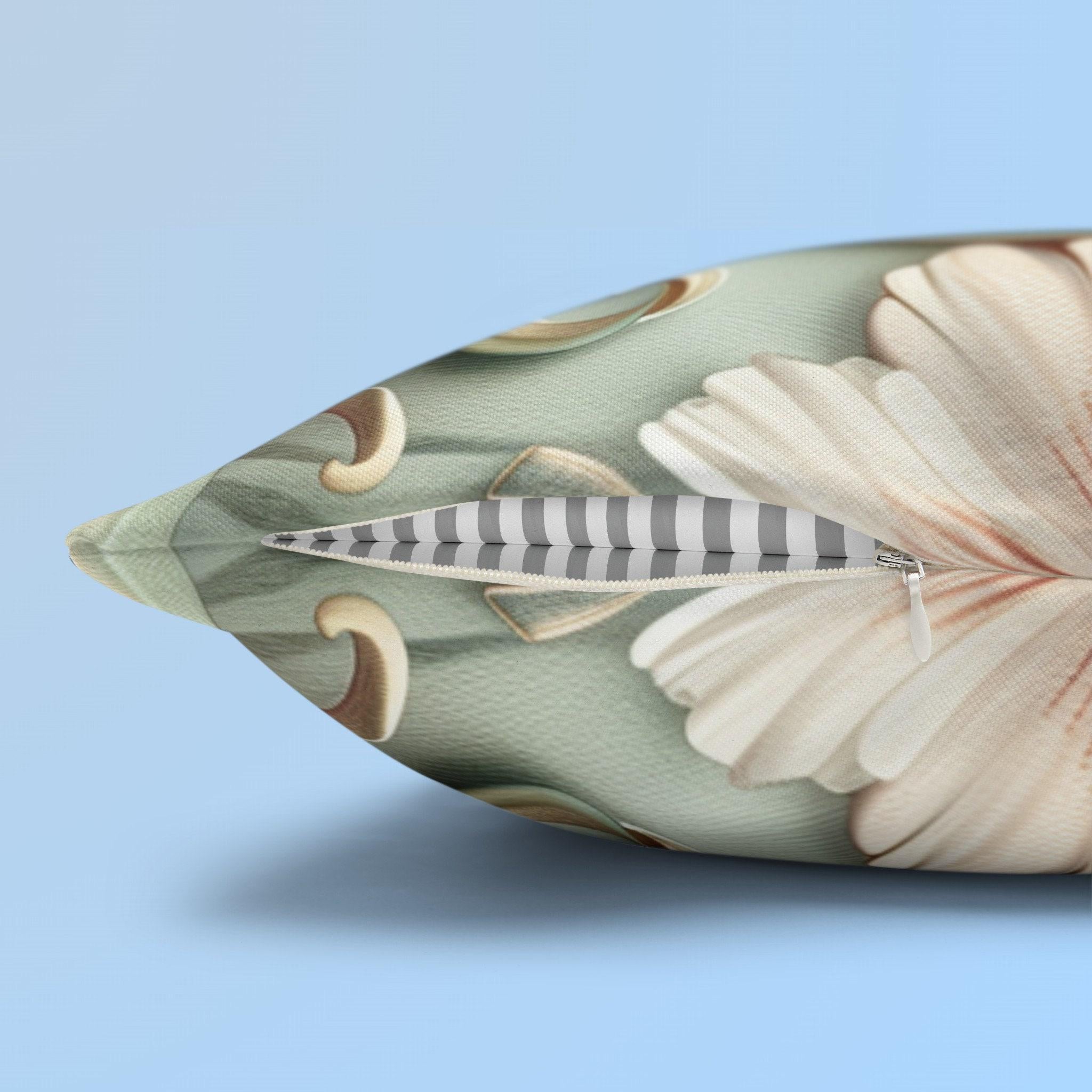 William Morris Inspired Dragonfly Pillow Cover: Elegant Blue, Gold & Pink Nature Design Gift