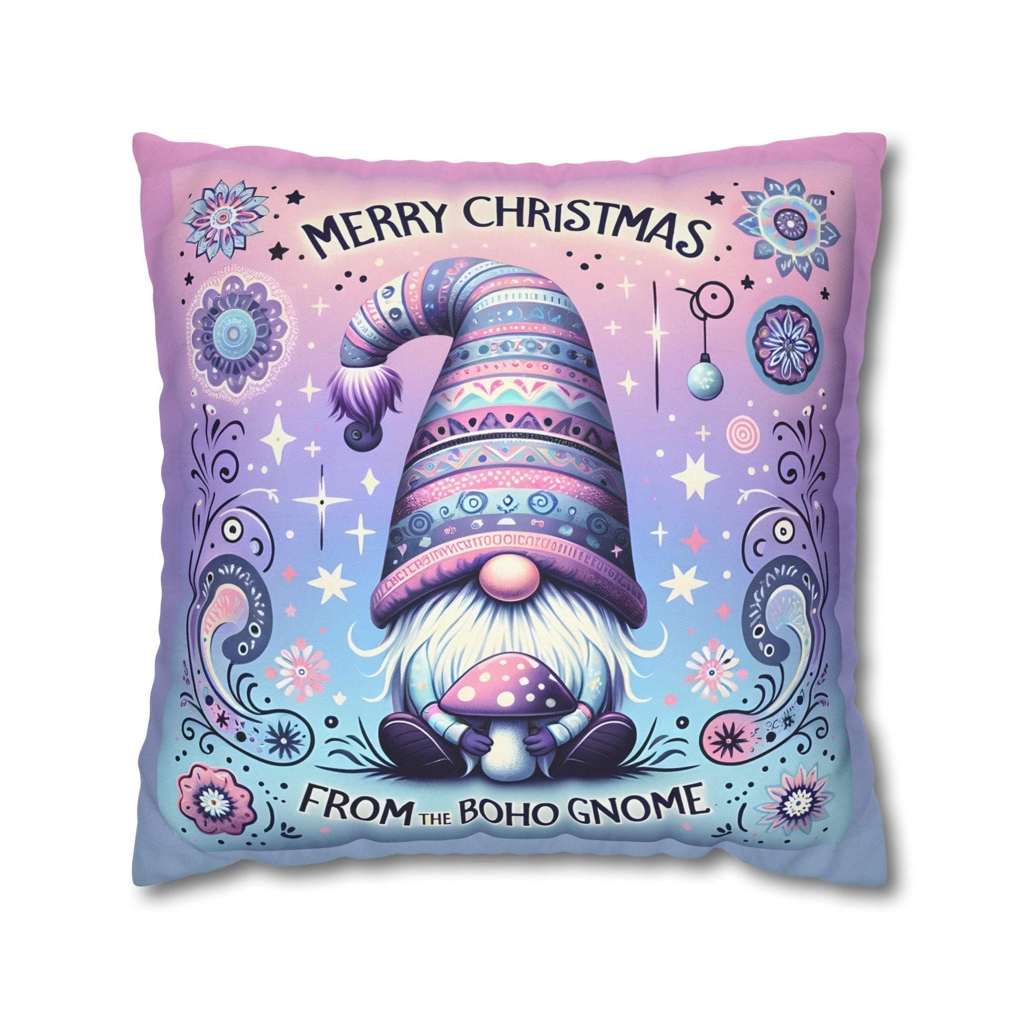 Boho Gnome Pillow Cover, Pastel Holiday Colors (Multiple Sizes)