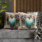 Romantic Floral Heart Wreath Pillowcase: Whimsical Square Cushion Cover for Home Decor & Gifts