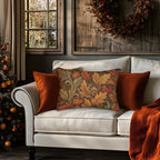 Vintage-Inspired William Morris Fall Leaf Lumbar Pillow: Autumn Harvest Tapestry Accent