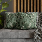 Elegant Chinoiserie Floral Pillow Cover: Sage & Teal Monochromatic Sculpted Botanical Cushion Case