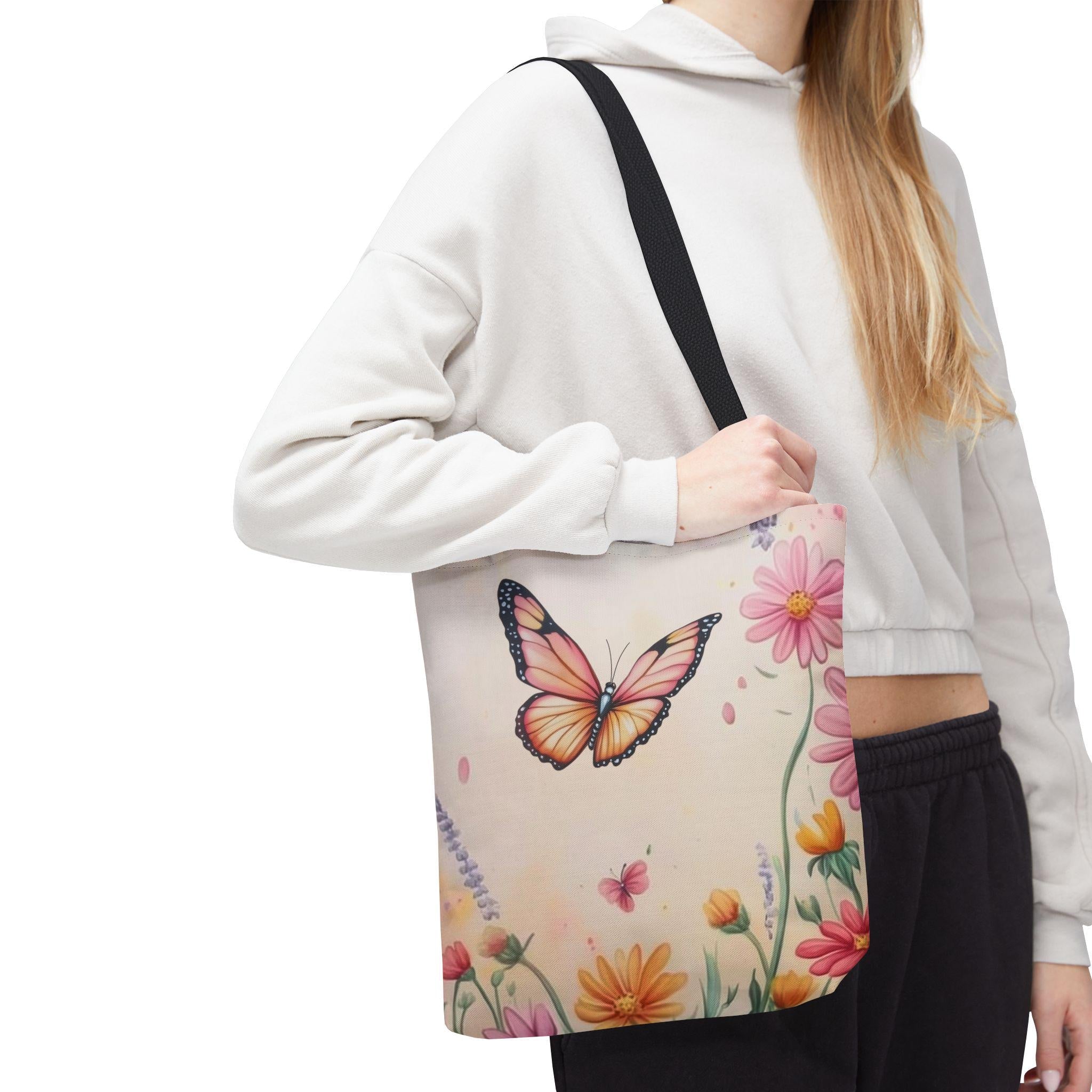 Monarch Butterfly Garden Tote: Floral Spring Nature Bag