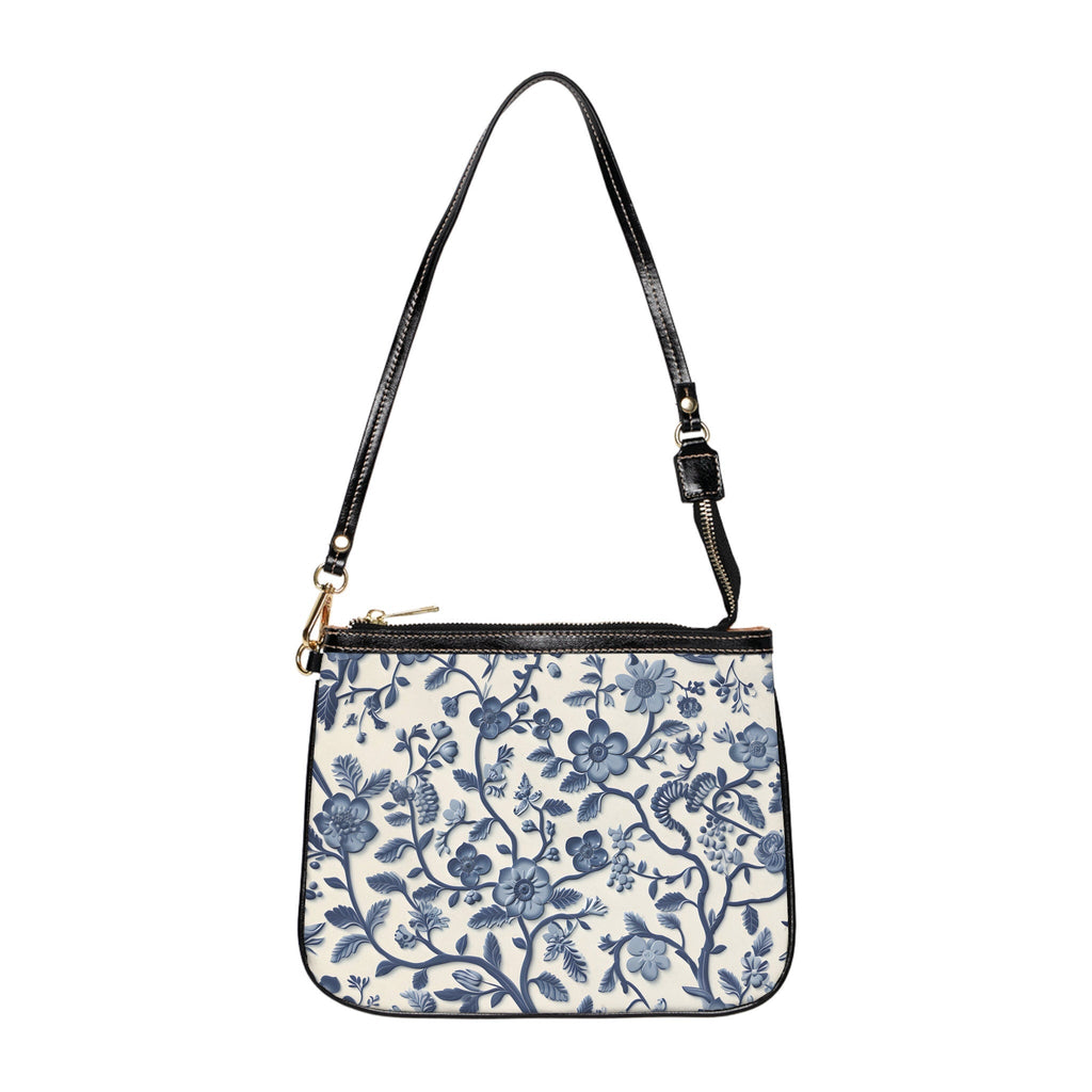 Chinoiserie Floral Shoulder Bag: Blue & White Vegan Leather Purse