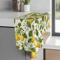 Lemon Hand Towel: with Green Leaves and Florals on a Creamy White Background