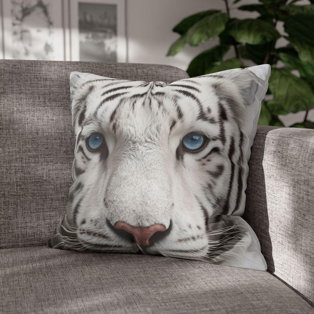 White Tiger Pillow Cover: Bold Wildlife Accent Cushion, Jungle Safari Decor