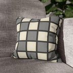 Gray Windowpane Plaid Pillow Cover: Neutral Checkered Contemporary Accent
