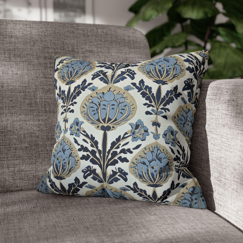 Floral Pillow Cover: Vintage Arts & Crafts Inspired Design (14x14 to 20x20 inches)
