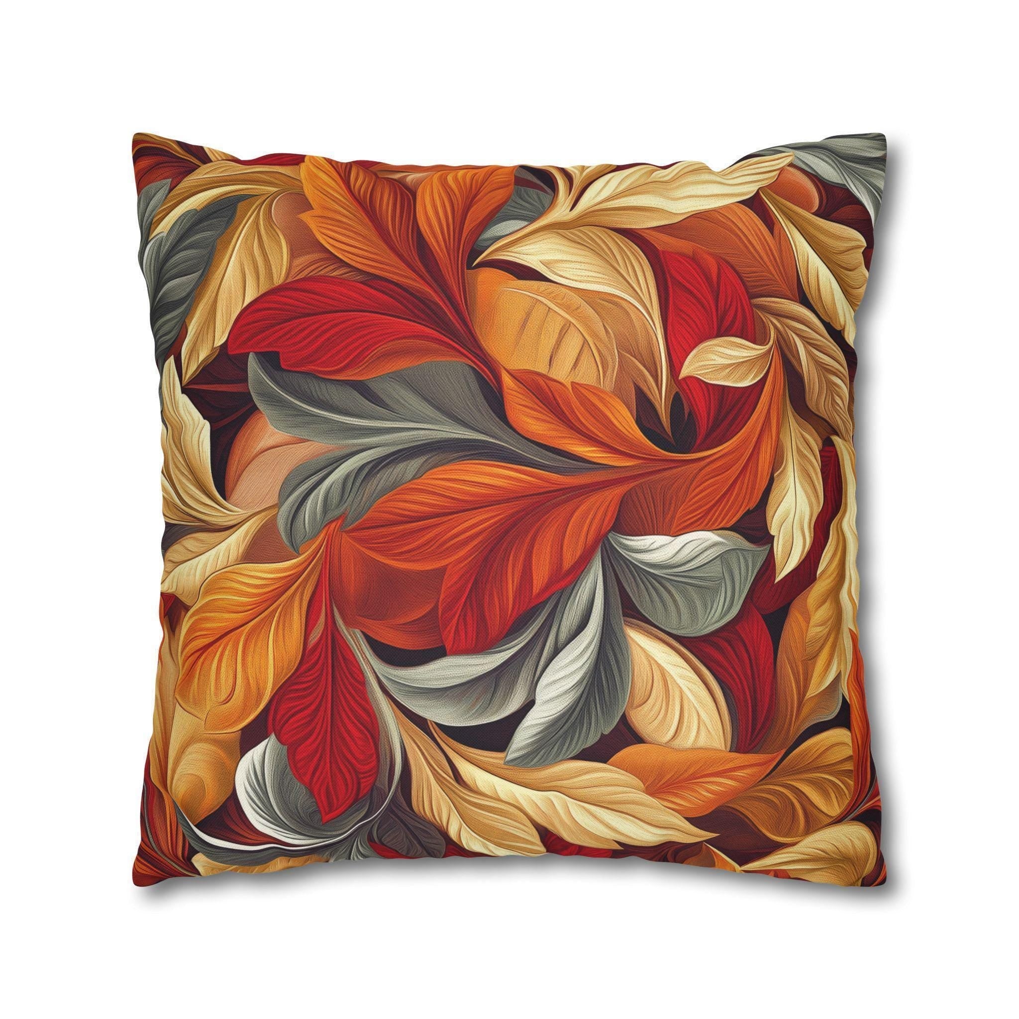 Autumn Leaves Pillow Cover Fall Foliage Throw Cushion Warm Harvest Color Accent Decor