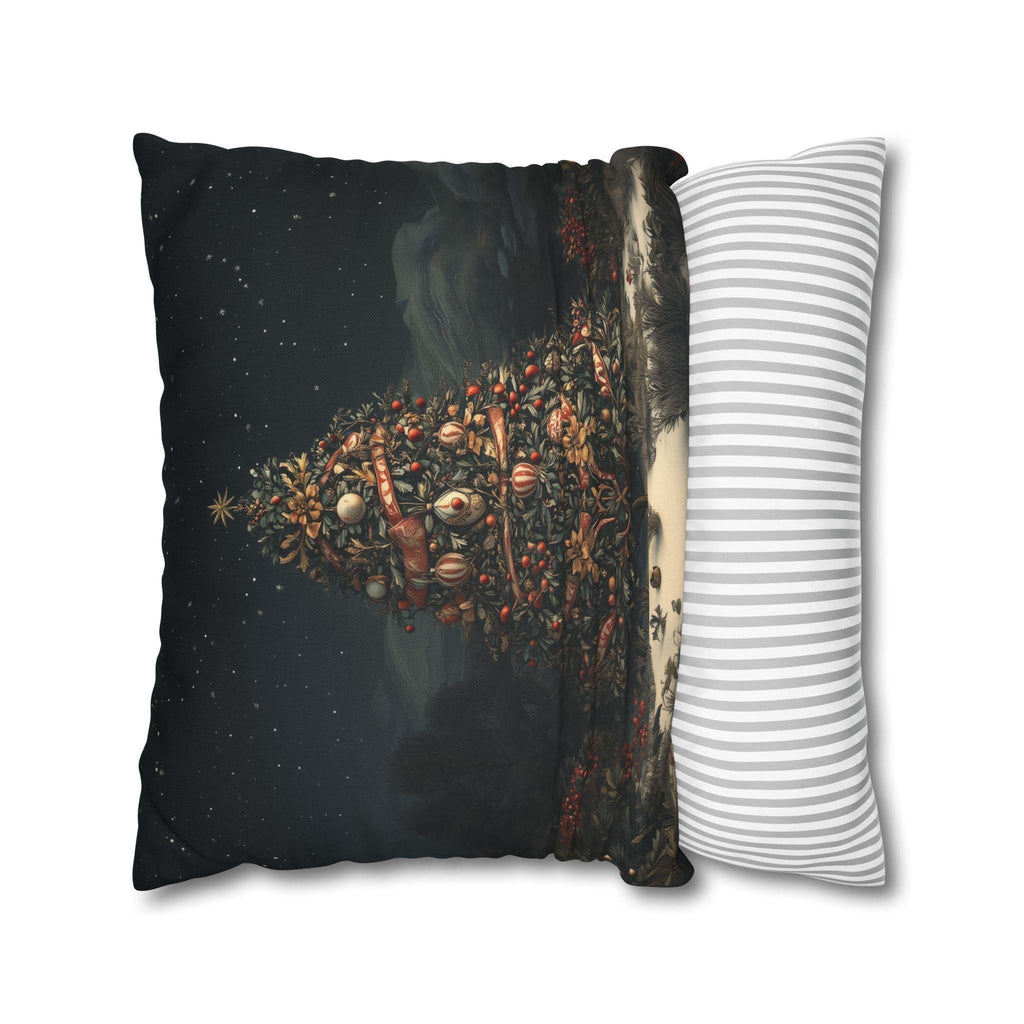 William Morris Christmas Tree Pillow Cover, Starry Desert Night Red Gold Cream Cushion Cover