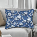 Chinoiserie Lumbar Pillow: Blue and White Floral Home Accent