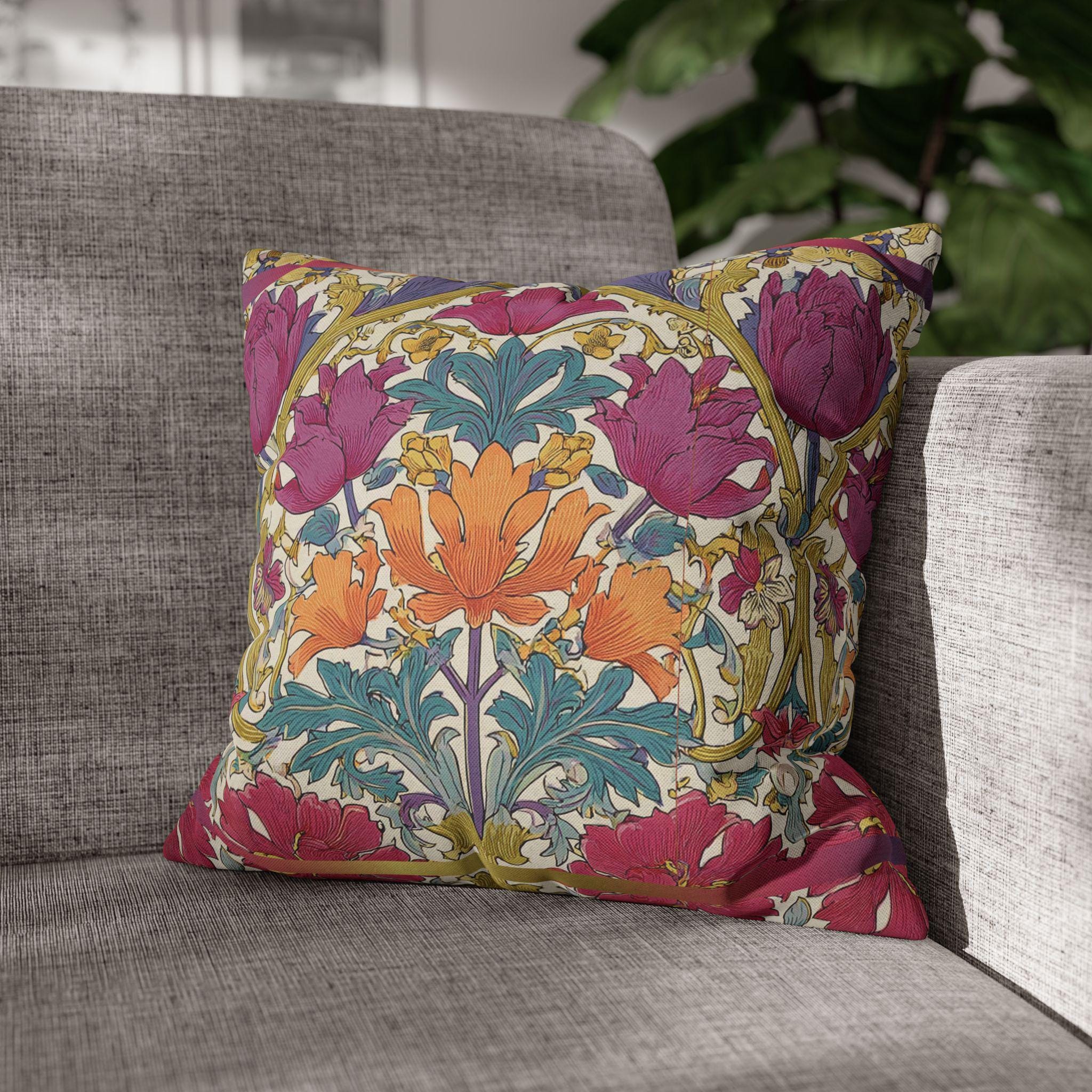 William Morris Style Hyacinth Pillow Cover: John Henry Dearle Inspired Floral