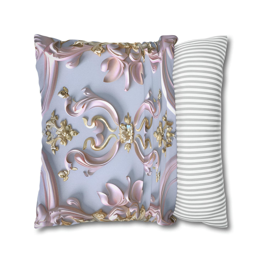 Pastel Pink Rococo Pillow Cover: Gold Accent Coquette Decor