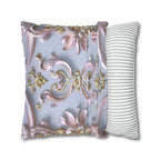 Pastel Pink Rococo Pillow Cover: Gold Accent Coquette Decor