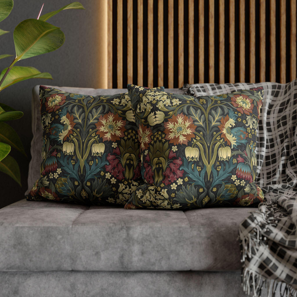 William Morris Inspired Pillow Cover: Midnight Navy Botanical Design