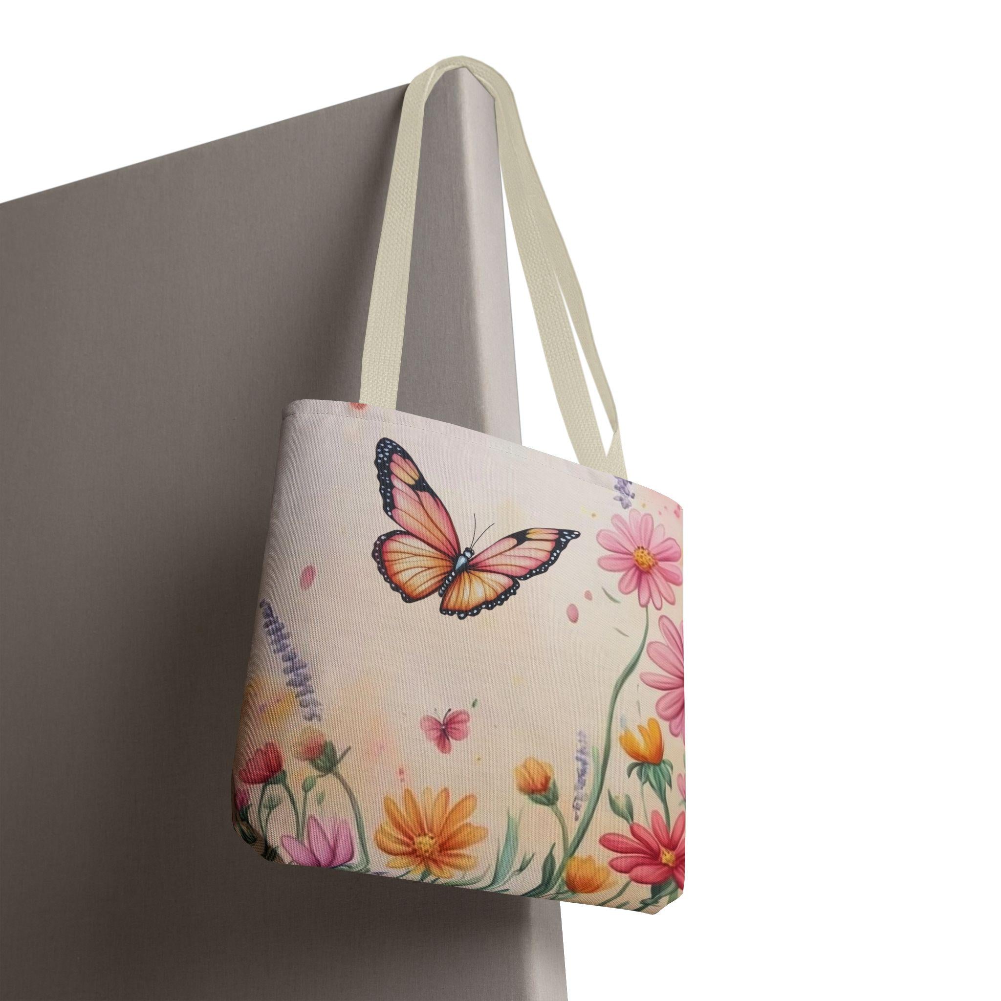 Monarch Butterfly Garden Tote: Floral Spring Nature Bag
