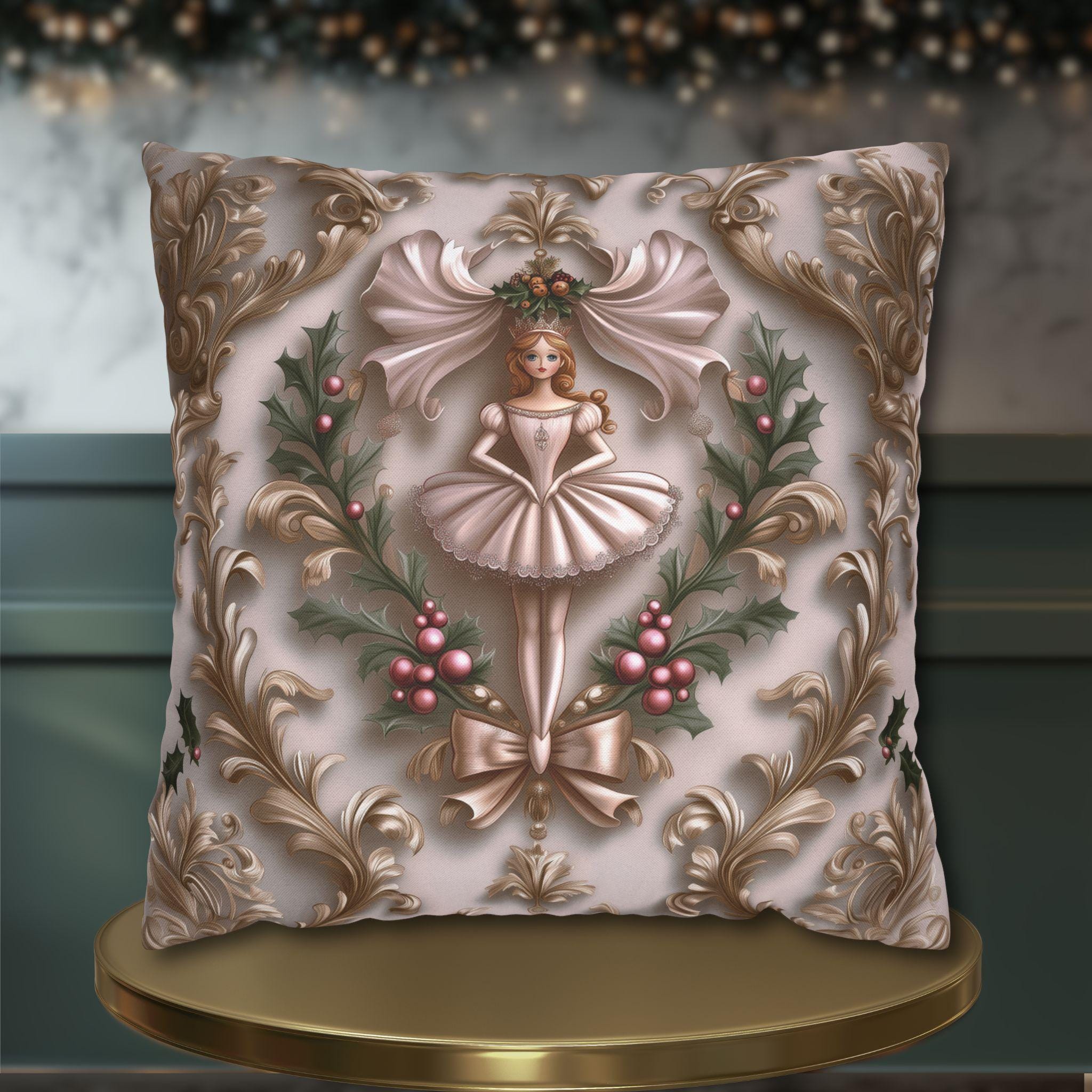 William Morris Inspired Pillow Cover: Nutcracker Ballerina Christmas Decor Vintage Style Holiday Home