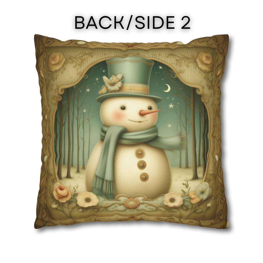 Charming Vintage Style Snowman Pillow Cover: Nostalgic Winter Holiday Accent