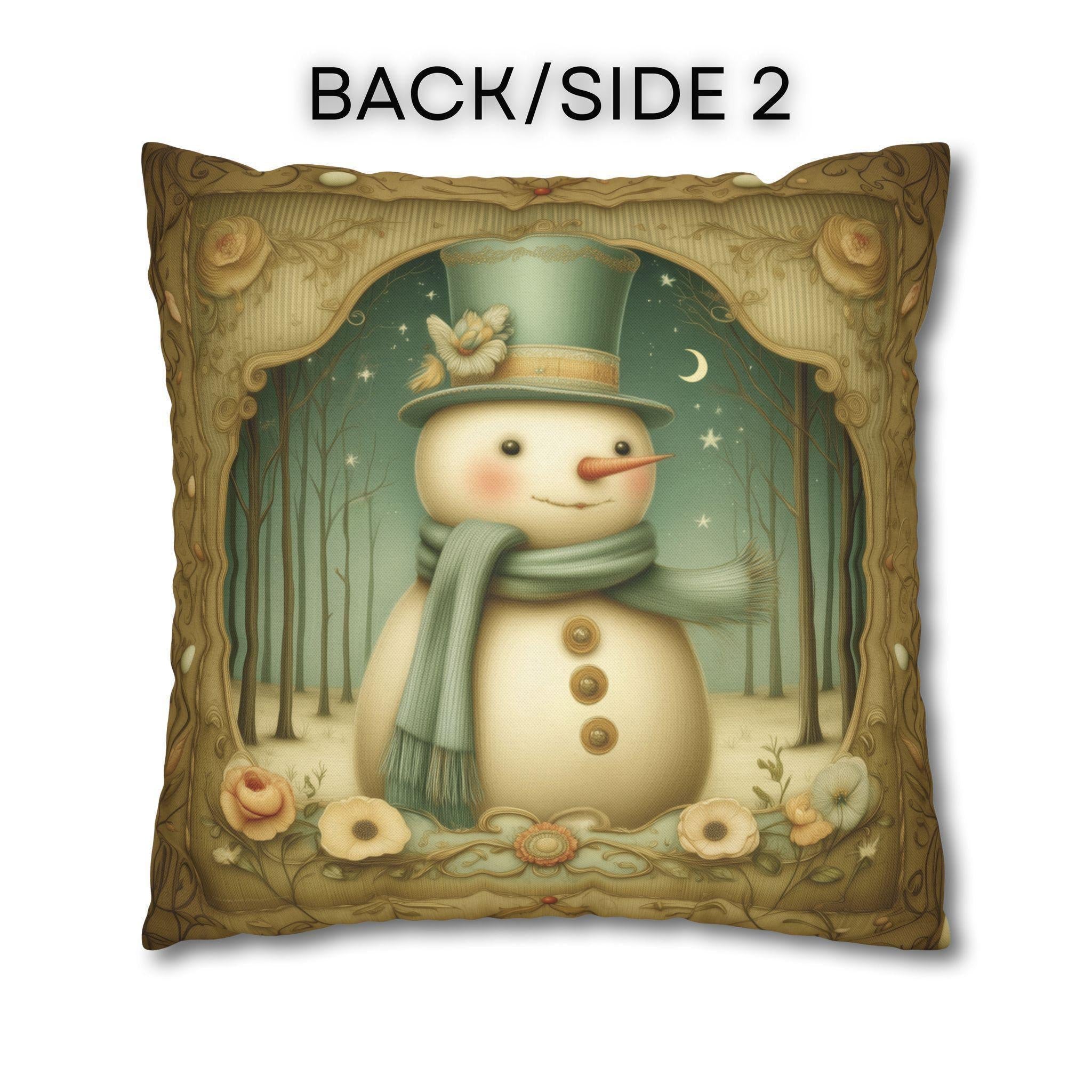 Charming Vintage Style Snowman Pillow Cover: Nostalgic Winter Holiday Accent