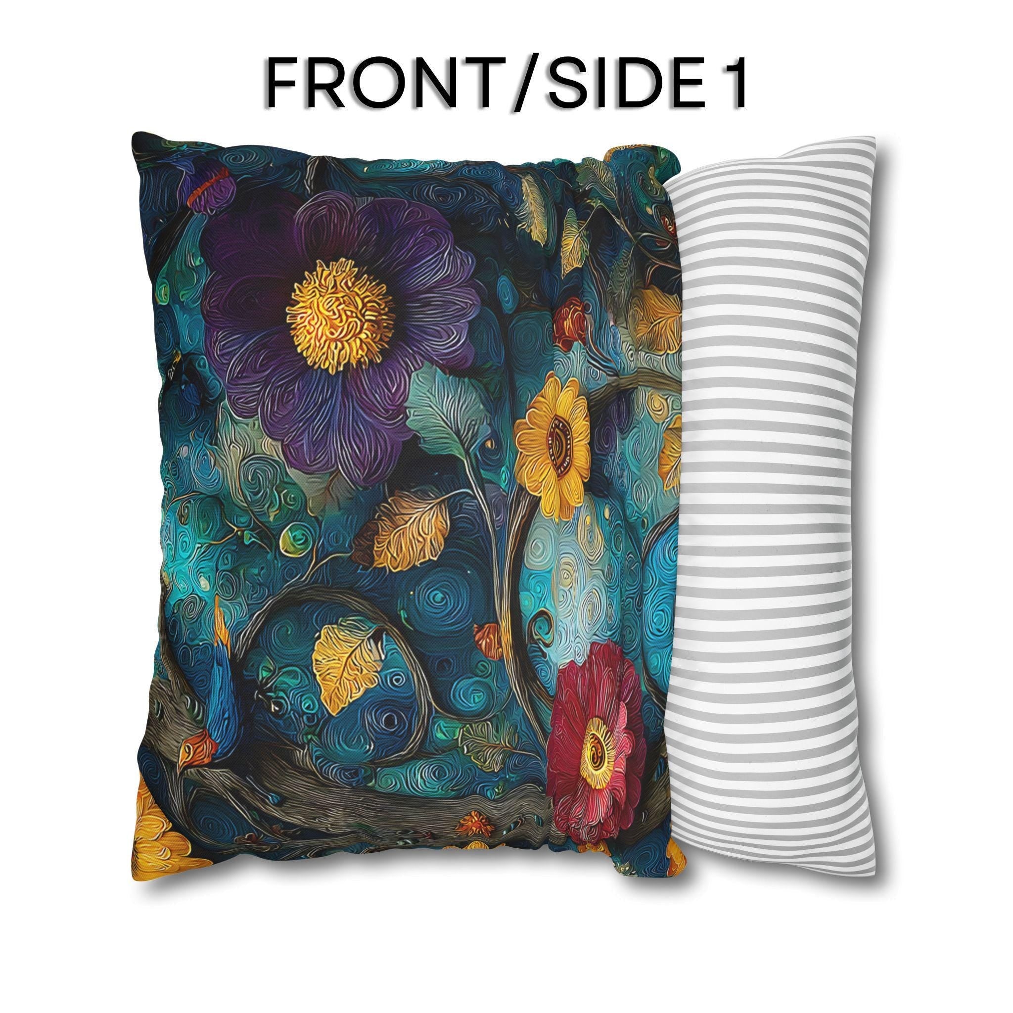 Klimt Botanical Pillow Cover: Jewel Tone Art Nouveau Floral Inspired by Gustav Klimt