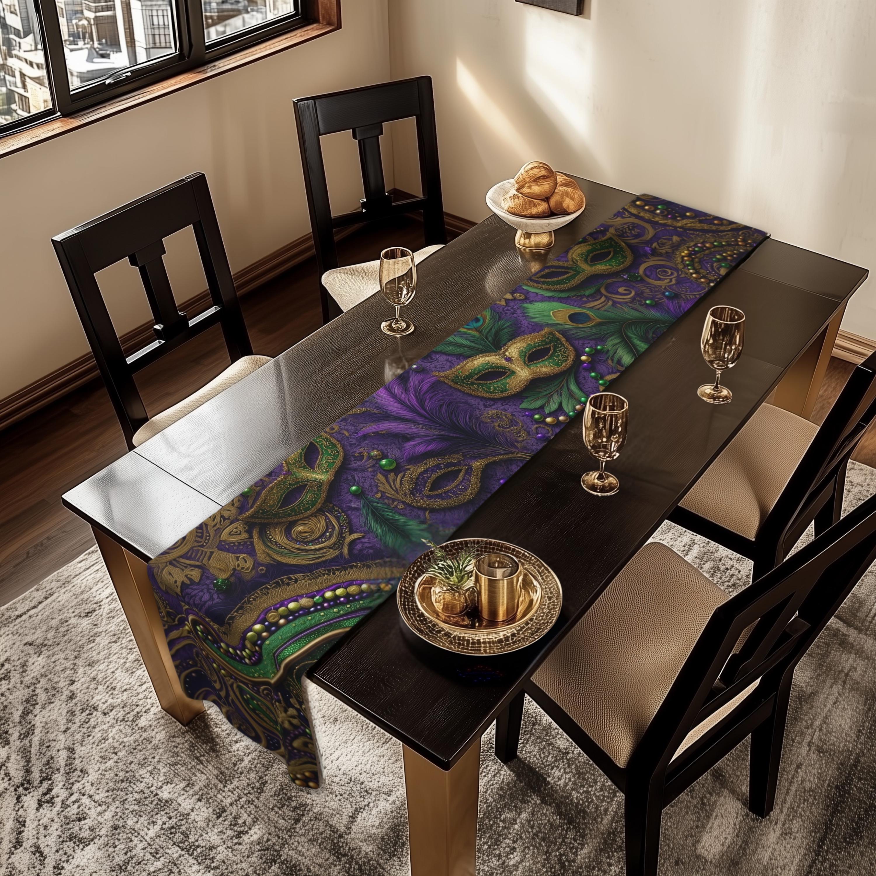 Mardi Gras Table Runner: Elegant Vintage Inspired Dining Decor