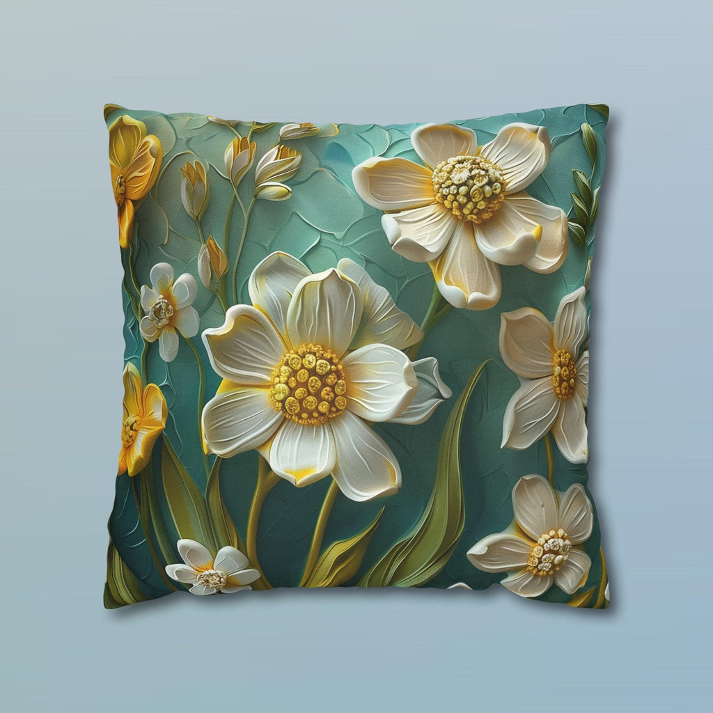 Teal Floral Pillow Cover: Clementine Botanical Garden Accent Cushion