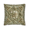 French Floral Pillow Cover: Sage Green & Gold Bloom Cushion