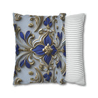 Baroque Floral Throw Pillow Cover: Cobalt Blue & Gold Accent