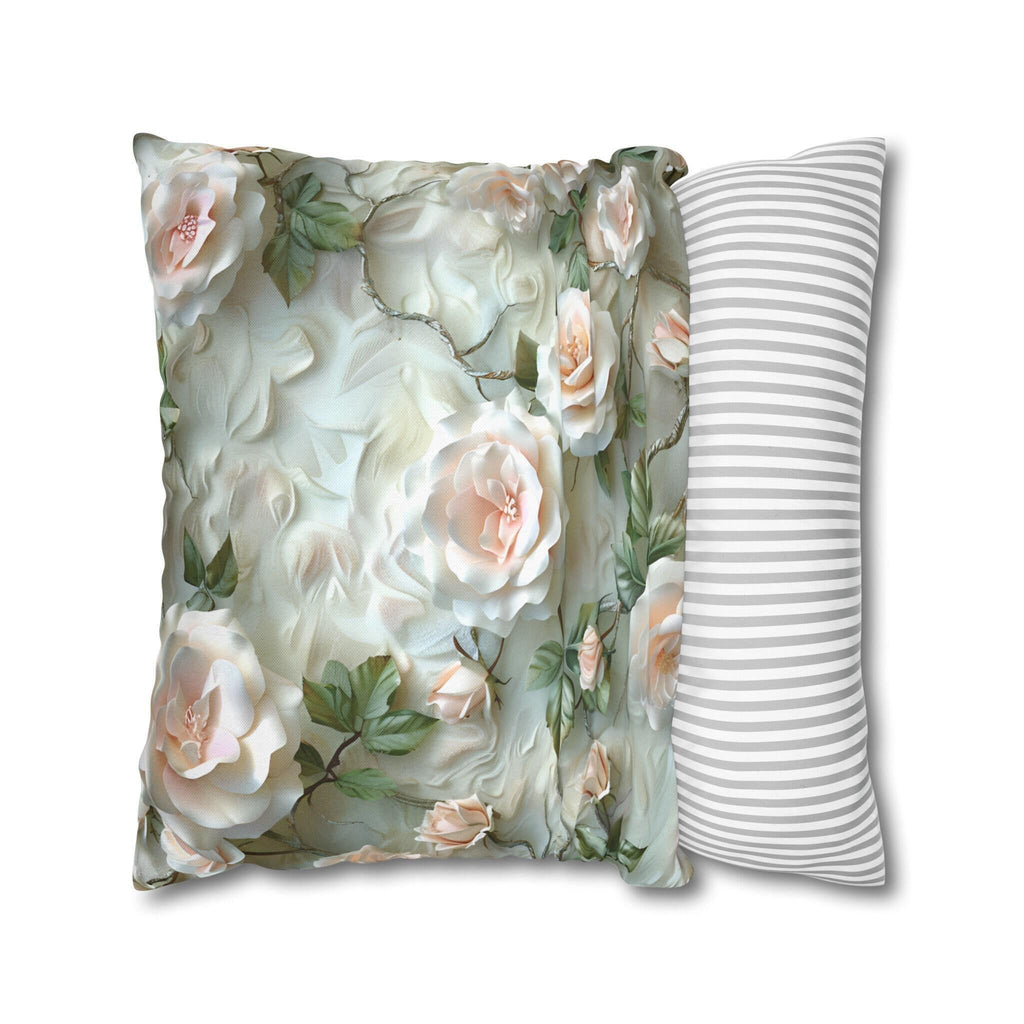 Blush Rose Pillow Cover: Coquette Floral Cushion, Feminine Bedroom Decor