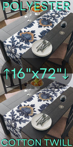 Floral French Country Table Runner: Blue Camel Farmhouse Decor