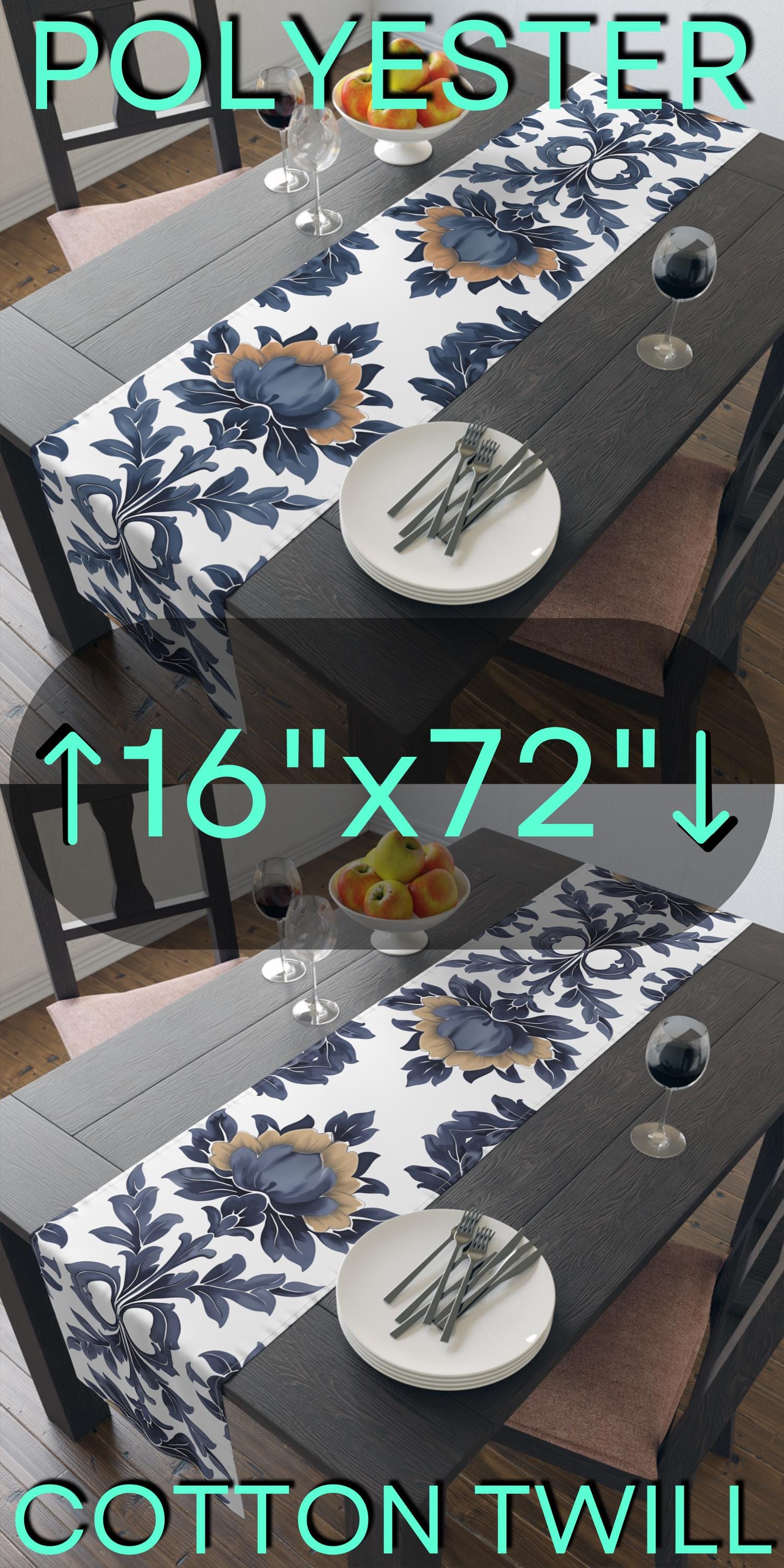 Floral French Country Table Runner: Blue Camel Farmhouse Decor