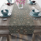 William Morris Table Runner: Soft Sage, Taupe, Blush Botanical Print