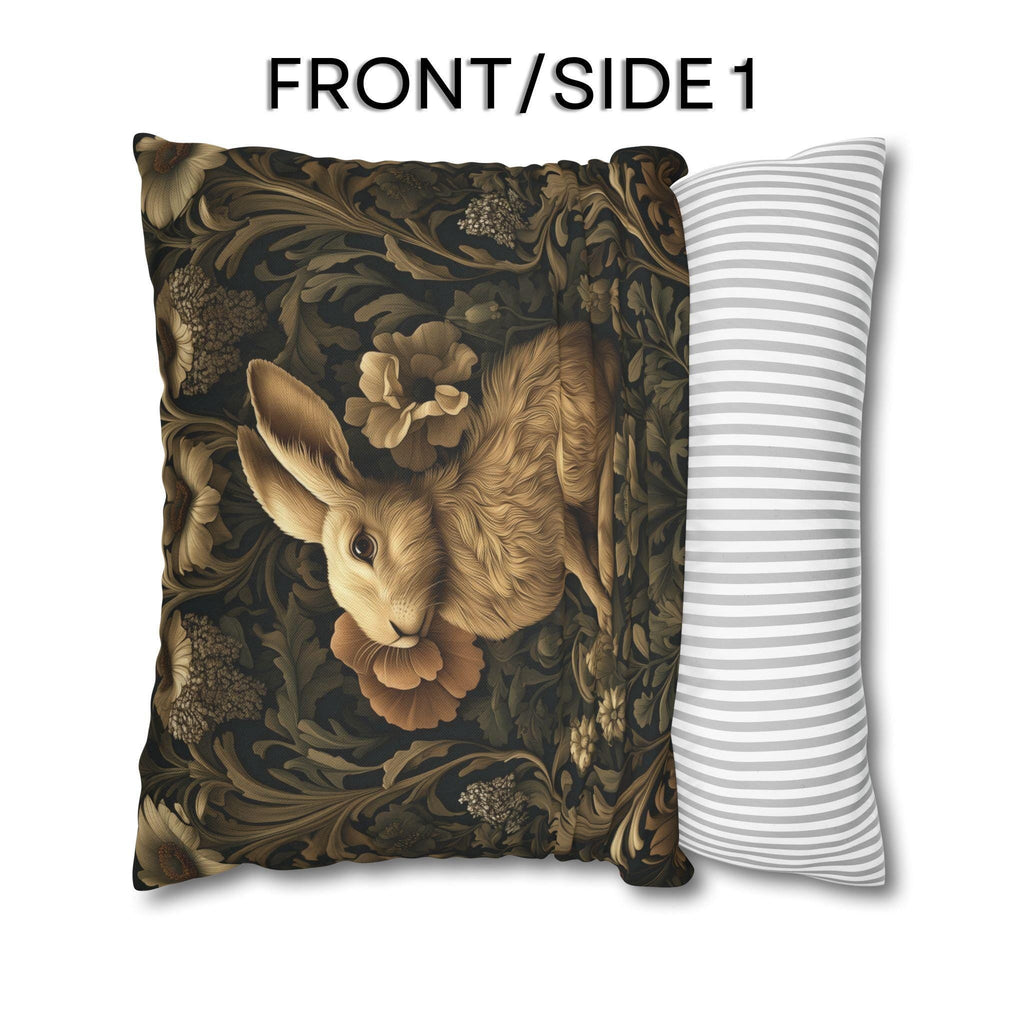 William Morris Inspired Wild Hare Pillow Cover: Garden Botanical Woodland Design