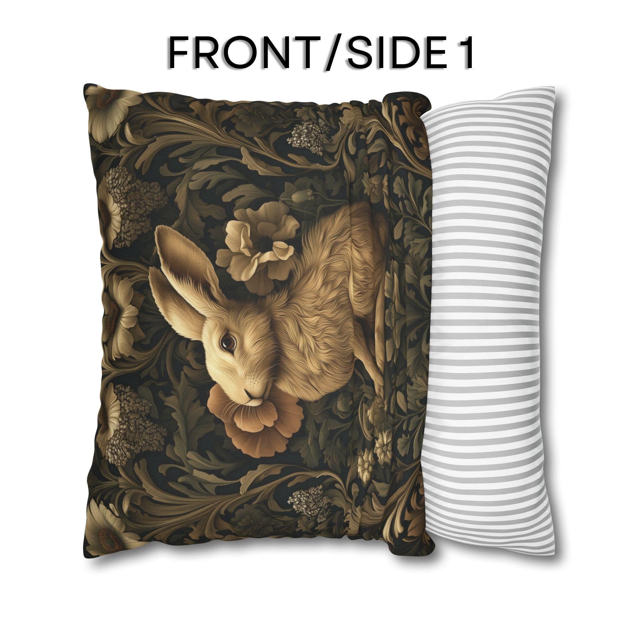 William Morris Inspired Wild Hare Pillow Cover: Garden Botanical Woodland Design