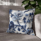 Chinoiserie Pillow Cover | Blue & White Peonies and Camellias | Elegant Home Decor Gift for Home