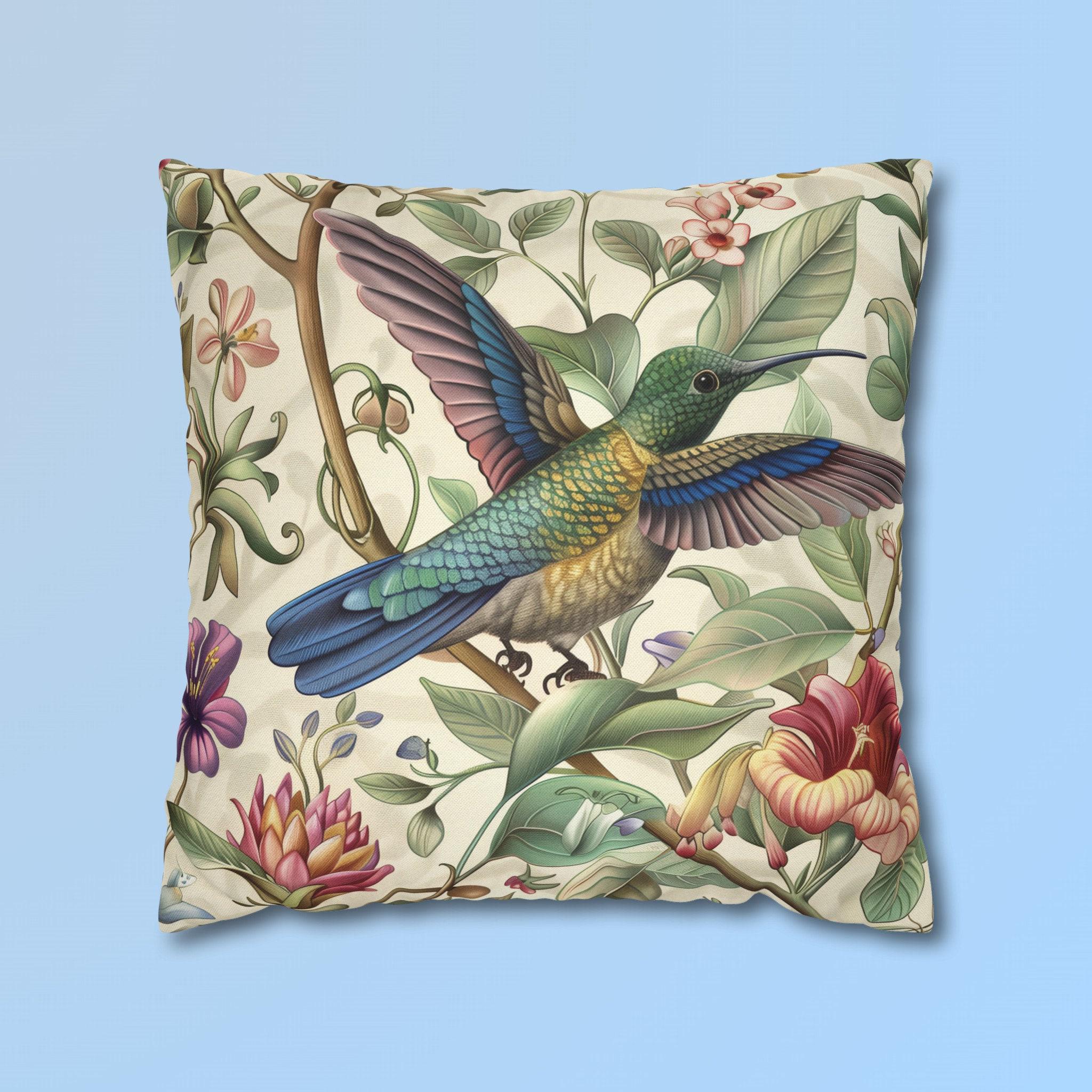 William Morris Hummingbird Pillow Cover: Elegant Floral Nature Design