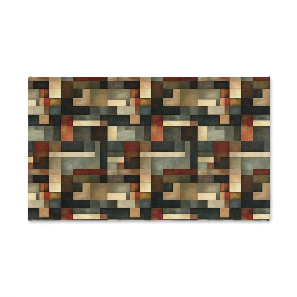 Abstract Geometric Hand Towel: Earthy Muted Palette (Kitchen or Bath)