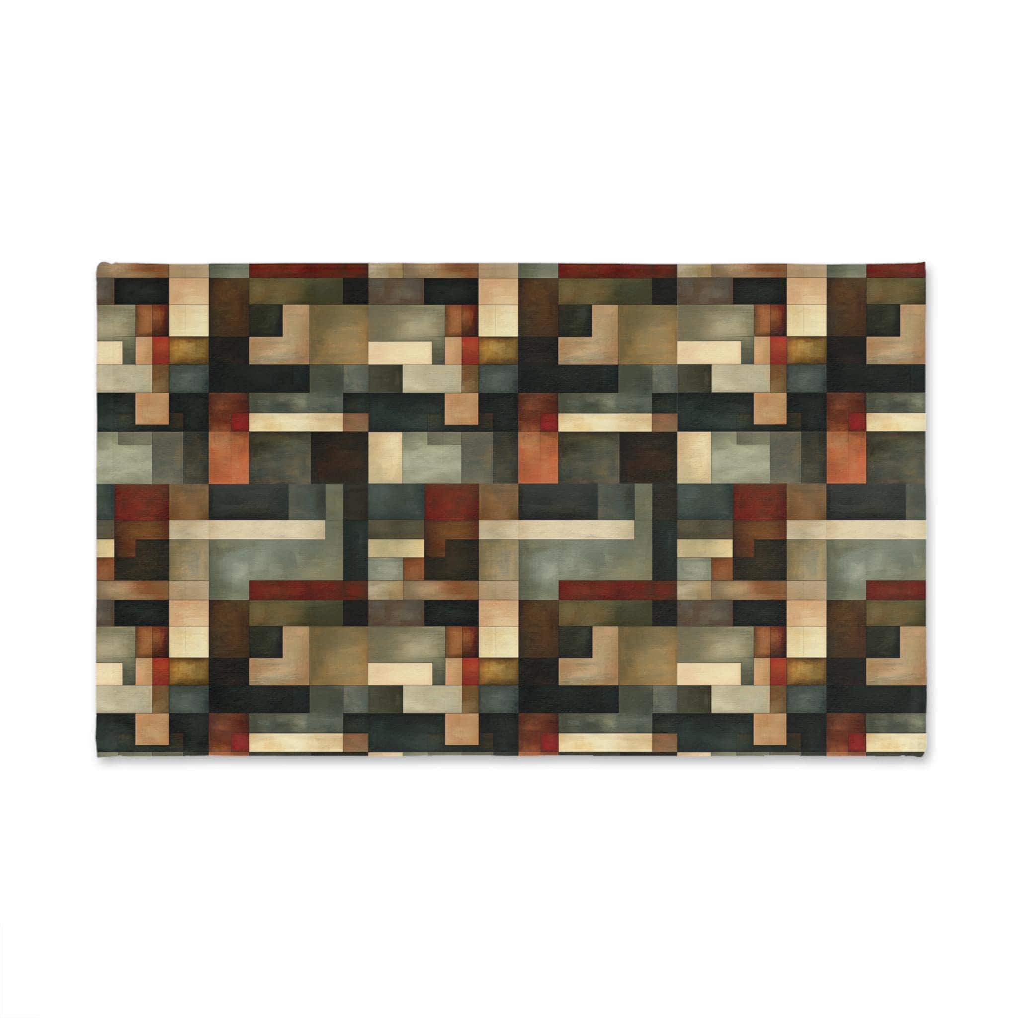 Abstract Geometric Hand Towel: Earthy Muted Palette (Kitchen or Bath)