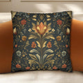 William Morris Botanical Pillow Cover: Golden Ochre Moody Blooms Floral Tapestry