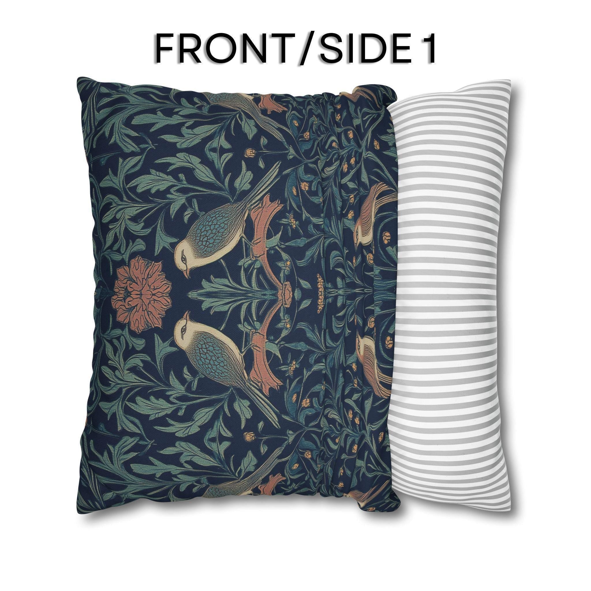 Midnight Songbirds Pillow Cover: William Morris Revival
