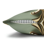 Vintage Style Floral Pillow Cover: Taupe Gold 3D Design on Sage Green