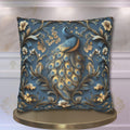 Elegant William Morris Peacock Pillow Cover: Vintage Arts & Crafts Blue Gold Bird Cushion Design