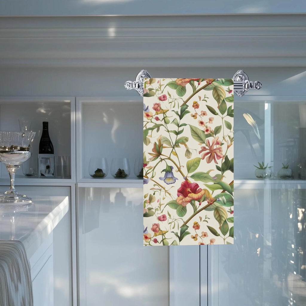William Morris Hand Towel: Vintage Botanicals and Vines on Cream Background
