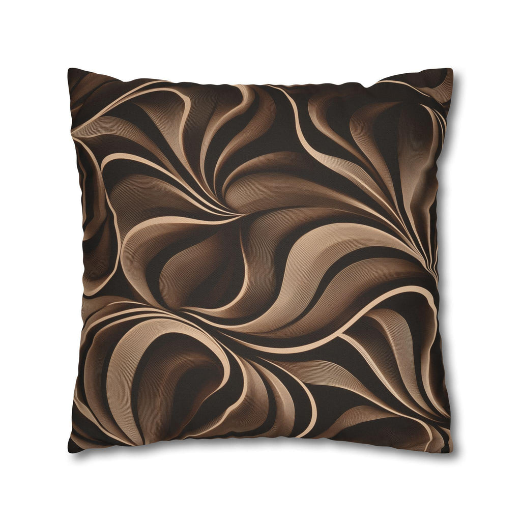 Abstract Mocha Swirl Pillowcase: Modern Ribbon Design for Contemporary Home Accent