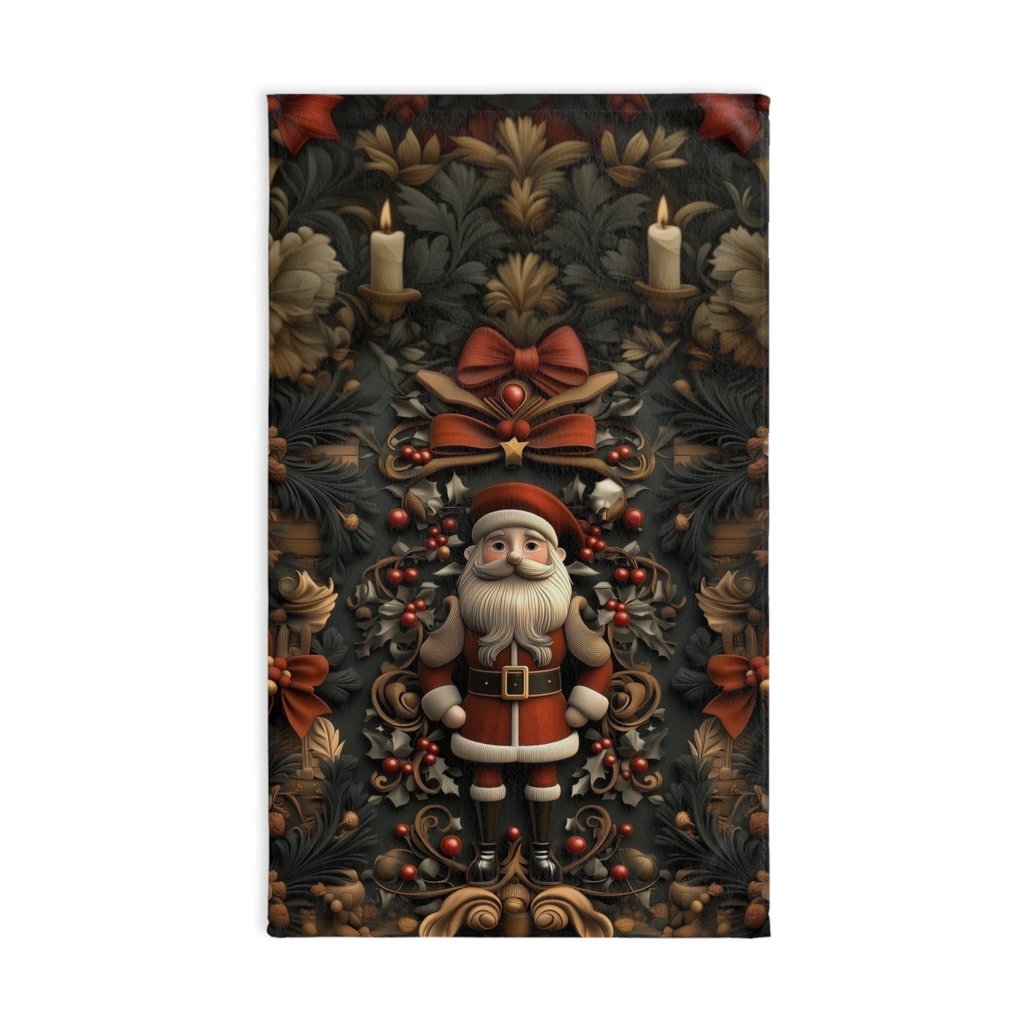 William Morris Inspired Christmas Tea Towel: Nostalgia Santa Claus