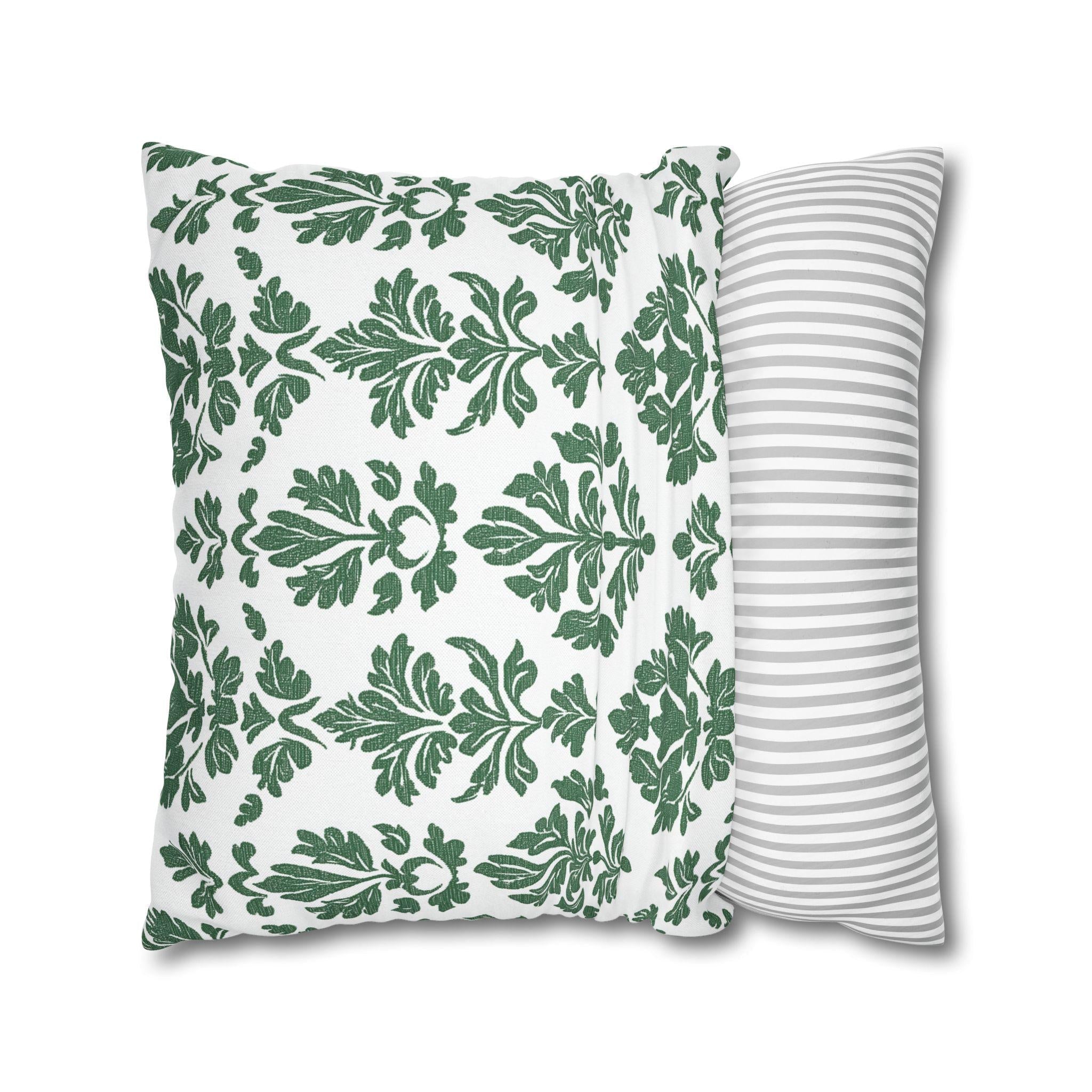 Forest Green Damask Pillow Cover: Elegant Home Decor